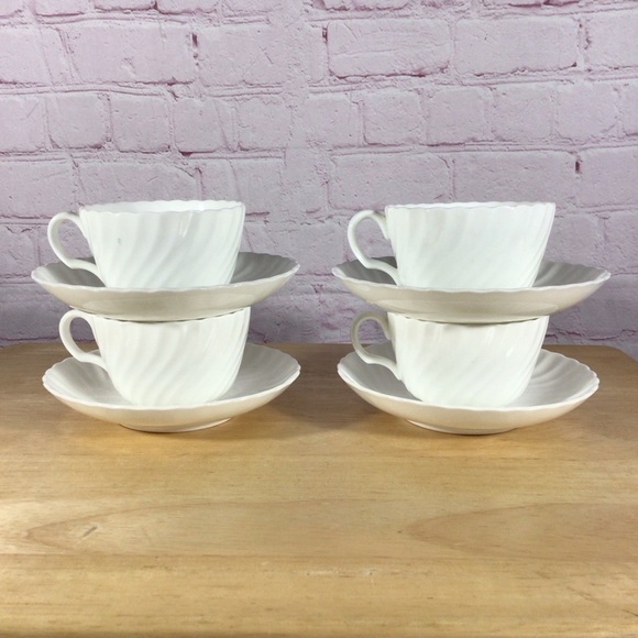 Vintage Minton White Fife Cup and Saucer - Set of 4 - Picture 3 of 10
